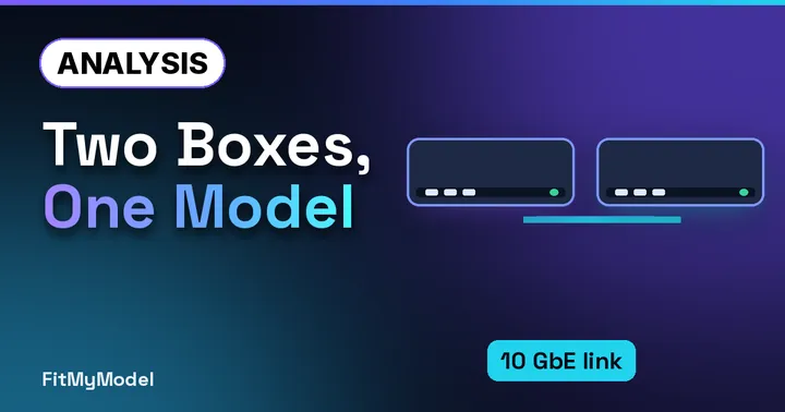 Thumbnail: “Two Boxes, One Model” with two Minisforum MS-S1 MAX maker photos joined by a 10 GbE link