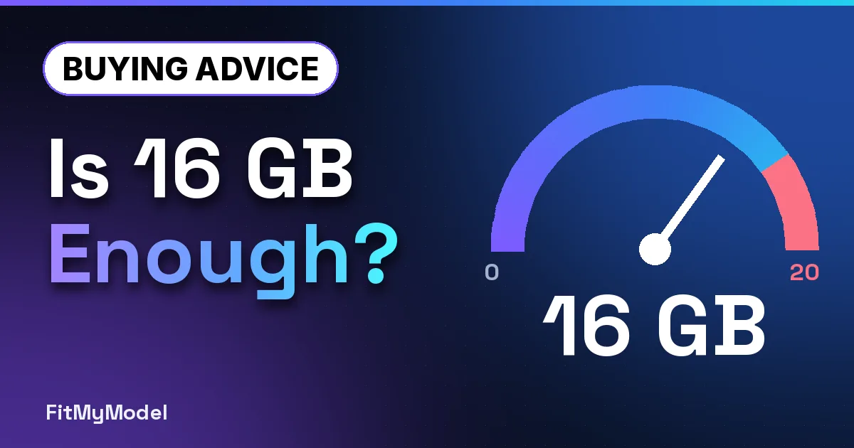 Illustrated thumbnail: “Is 16 GB Enough?” with a gauge from 0 to 20 and the needle near 14