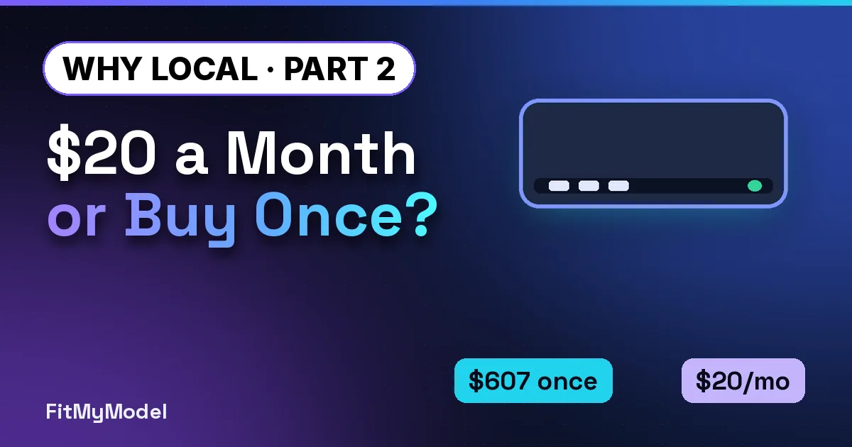 Thumbnail: “$20 a Month or Buy Once?” beside a Minisforum NAB6 Lite maker photo with $607 once and $20/mo labels