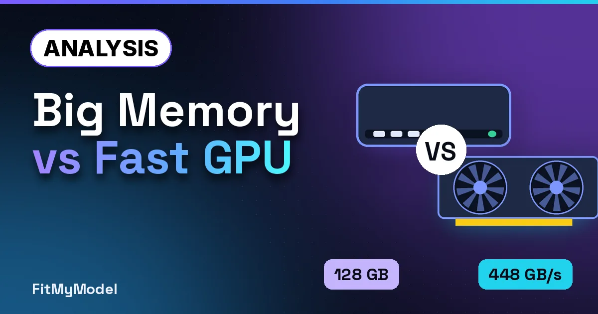 Thumbnail: “Big Memory vs Fast GPU” with Minisforum MS-S1 MAX and ASUS RTX 5060 Ti maker photos, tagged 128 GB and 448 GB/s