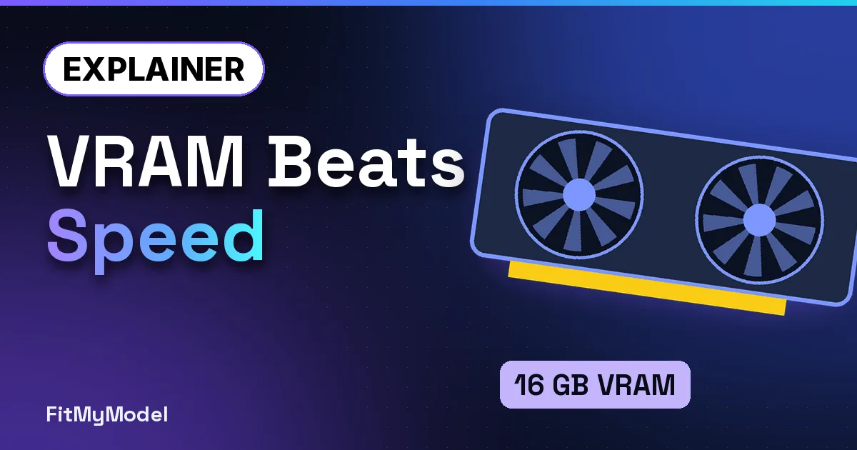 Thumbnail: “VRAM Beats Speed” beside an ASUS RTX 5060 Ti maker photo with a 16 GB VRAM tag