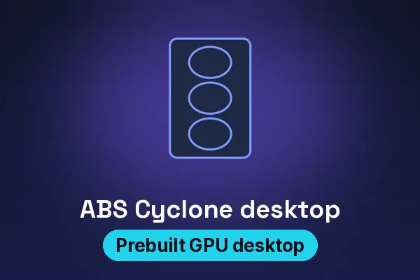 ABS Cyclone series mesh mini-tower case with RGB fans — illustrated product card