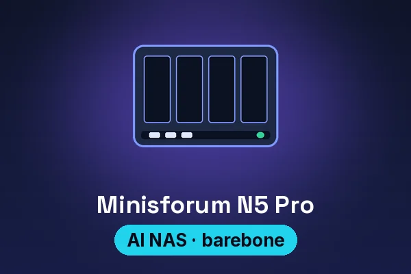 Minisforum N5 Pro AI NAS — illustrated product card