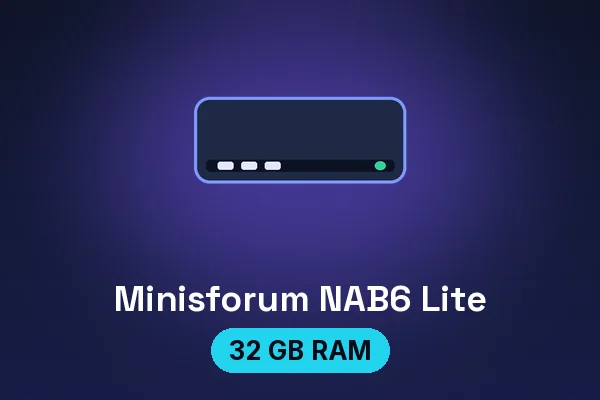 Minisforum NAB6 Lite mini PC — illustrated product card